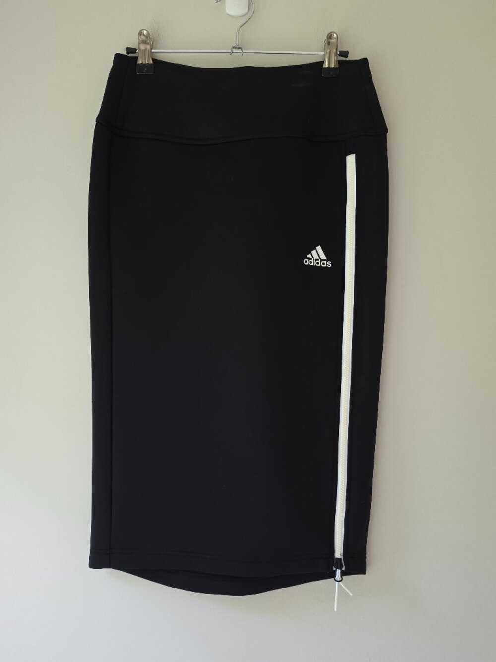 adidas Z.N.E. Side Zip Knit Athletic Midi Skirt Black/White Scuba | Small | NEW